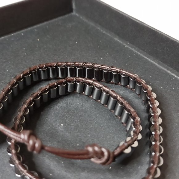 Dark Silver Tone And Brown 15 Inch Lulu Dharma Wrap Bracelet - Picture 10 of 12